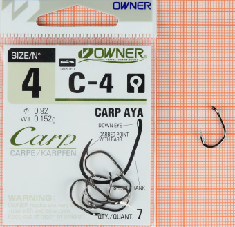 Крючки Owner C-4 (Carp Aya), #4,  ⏩ Профессиональные консультации. ✈️ Оперативная доставка в любой регион. ✔️ Низкие цены. ➡️ Вы останетесь довольны! ✌️ Заказать:☎️ +375 29 662 27 73
