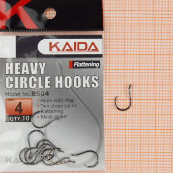 Крючки Kaida Heavy Circle Hooks (BS04), #4,  ⏩ Профессиональные консультации. ✈️ Оперативная доставка в любой регион. ✔️ Низкие цены. ➡️ Вы останетесь довольны! ✌️ Заказать:☎️ +375 29 662 27 73
