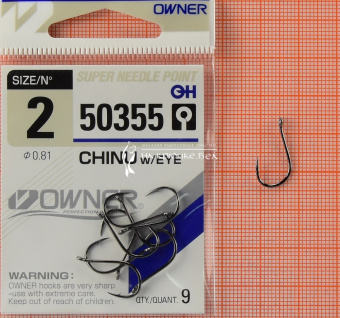 Крючки Owner 50355 (Chinu with eye), #2, Для матча ⏩ Профессиональные консультации. ✈️ Оперативная доставка в любой регион. ✔️ Низкие цены. ➡️ Вы останетесь довольны! ✌️ Заказать:☎️ +375 29 662 27 73
