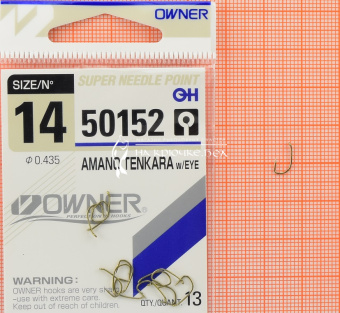 Крючки Owner 50152 (Amano Tenkara with eye), #14, Для теста, злаков ⏩ Профессиональные консультации. ✈️ Оперативная доставка в любой регион. ✔️ Низкие цены. ➡️ Вы останетесь довольны! ✌️ Заказать:☎️ +375 29 662 27 73
