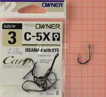 Крючки Owner C-5X (Iseama X with eye), #3, На карпа ⏩ Профессиональные консультации. ✈️ Оперативная доставка в любой регион. ✔️ Низкие цены. ➡️ Вы останетесь довольны! ✌️ Заказать:☎️ +375 29 662 27 73
