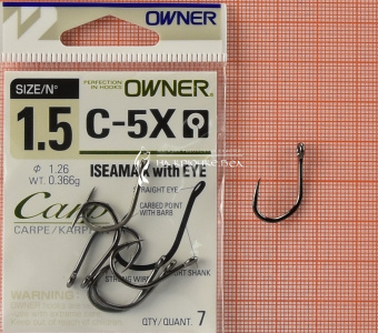 Крючки Owner C-5X (Iseama X with eye), #1.5, На карпа ⏩ Профессиональные консультации. ✈️ Оперативная доставка в любой регион. ✔️ Низкие цены. ➡️ Вы останетесь довольны! ✌️ Заказать:☎️ +375 29 662 27 73
