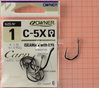 Крючки Owner C-5X (Iseama X with eye), #1, На карпа ⏩ Профессиональные консультации. ✈️ Оперативная доставка в любой регион. ✔️ Низкие цены. ➡️ Вы останетесь довольны! ✌️ Заказать:☎️ +375 29 662 27 73

