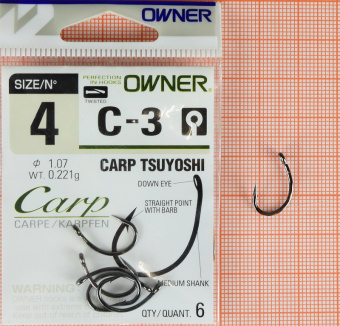 Крючки Owner C-3 (Carp Tsuyoshi), #4,  ⏩ Профессиональные консультации. ✈️ Оперативная доставка в любой регион. ✔️ Низкие цены. ➡️ Вы останетесь довольны! ✌️ Заказать:☎️ +375 29 662 27 73
