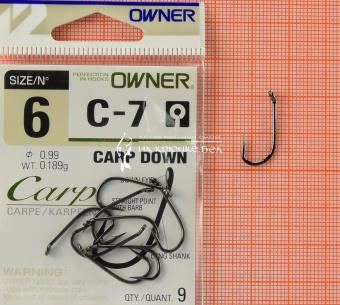 Крючки Owner C-7 (Carp Down), #6, На карпа ⏩ Профессиональные консультации. ✈️ Оперативная доставка в любой регион. ✔️ Низкие цены. ➡️ Вы останетесь довольны! ✌️ Заказать:☎️ +375 29 662 27 73
