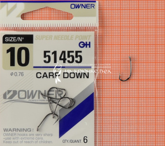 Крючки Owner 51455 (Carp Down), #10, На карпа ⏩ Профессиональные консультации. ✈️ Оперативная доставка в любой регион. ✔️ Низкие цены. ➡️ Вы останетесь довольны! ✌️ Заказать:☎️ +375 29 662 27 73

