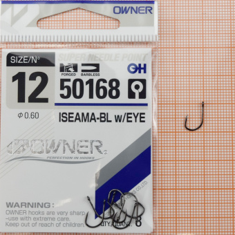 Крючки Owner 50168 (Iseama-BL w/EYE), #12,  ⏩ Профессиональные консультации. ✈️ Оперативная доставка в любой регион. ✔️ Низкие цены. ➡️ Вы останетесь довольны! ✌️ Заказать:☎️ +375 29 662 27 73
