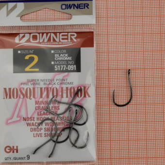 Крючки Owner 5177 (Mosquito Hook), #2,  ⏩ Профессиональные консультации. ✈️ Оперативная доставка в любой регион. ✔️ Низкие цены. ➡️ Вы останетесь довольны! ✌️ Заказать:☎️ +375 29 662 27 73
