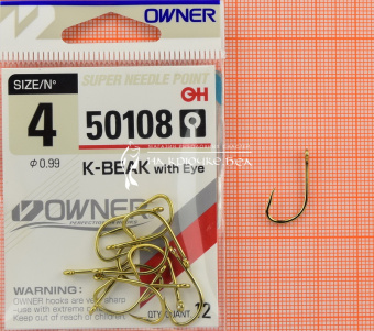 Крючки Owner 50108 (K-Beak with eye), #4, На карпа ⏩ Профессиональные консультации. ✈️ Оперативная доставка в любой регион. ✔️ Низкие цены. ➡️ Вы останетесь довольны! ✌️ Заказать:☎️ +375 29 662 27 73
