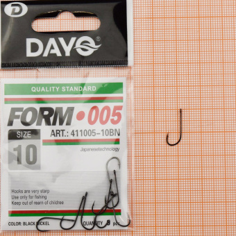 Крючки Dayo Form 005, #10,  ⏩ Профессиональные консультации. ✈️ Оперативная доставка в любой регион. ✔️ Низкие цены. ➡️ Вы останетесь довольны! ✌️ Заказать:☎️ +375 29 662 27 73
