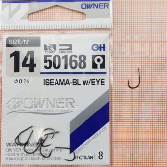 Крючки Owner 50168 (Iseama-BL w/EYE), #14,  ⏩ Профессиональные консультации. ✈️ Оперативная доставка в любой регион. ✔️ Низкие цены. ➡️ Вы останетесь довольны! ✌️ Заказать:☎️ +375 29 662 27 73
