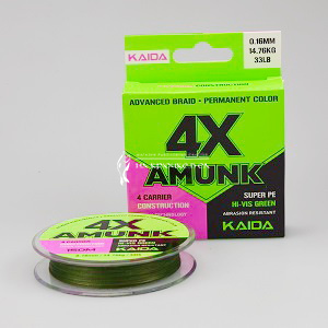 Шнур 4-х жильный KAIDA Amunk 4X Super PE, HI-VIS Green, X493-16 ⏩ Профессиональные консультации. ✈️ Оперативная доставка в любой регион. ✔️ Низкие цены. ➡️ Вы останетесь довольны! ✌️ Заказать:☎️ +375 29 662 27 73