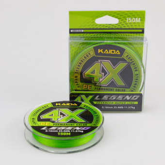 Шнур 4-х жильный KAIDA Legend X4 PE (Permanent Color), Салатовый, X492-16 ⏩ Профессиональные консультации. ✈️ Оперативная доставка в любой регион. ✔️ Низкие цены. ➡️ Вы останетесь довольны! ✌️ Заказать:☎️ +375 29 662 27 73