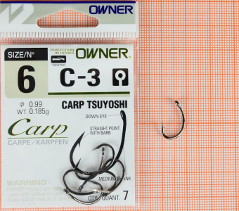 Крючки Owner C-3 (Carp Tsuyoshi), #6,  ⏩ Профессиональные консультации. ✈️ Оперативная доставка в любой регион. ✔️ Низкие цены. ➡️ Вы останетесь довольны! ✌️ Заказать:☎️ +375 29 662 27 73
