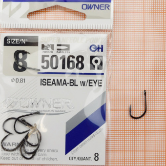 Крючки Owner 50168 (Iseama-BL w/EYE), #8,  ⏩ Профессиональные консультации. ✈️ Оперативная доставка в любой регион. ✔️ Низкие цены. ➡️ Вы останетесь довольны! ✌️ Заказать:☎️ +375 29 662 27 73
