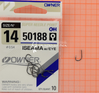 Крючки Owner 50188 (Iseama with eye), #14, Для карася, карпа ⏩ Профессиональные консультации. ✈️ Оперативная доставка в любой регион. ✔️ Низкие цены. ➡️ Вы останетесь довольны! ✌️ Заказать:☎️ +375 29 662 27 73
