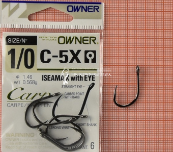 Крючки Owner C-5X (Iseama X with eye), #1/0, На карпа ⏩ Профессиональные консультации. ✈️ Оперативная доставка в любой регион. ✔️ Низкие цены. ➡️ Вы останетесь довольны! ✌️ Заказать:☎️ +375 29 662 27 73
