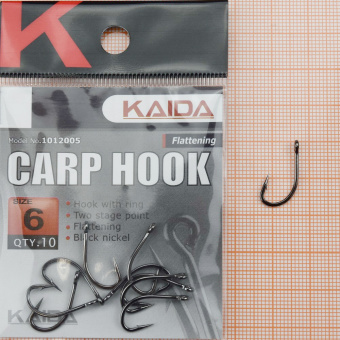 Крючки Kaida Carp hook, #6, На карпа ⏩ Профессиональные консультации. ✈️ Оперативная доставка в любой регион. ✔️ Низкие цены. ➡️ Вы останетесь довольны! ✌️ Заказать:☎️ +375 29 662 27 73
