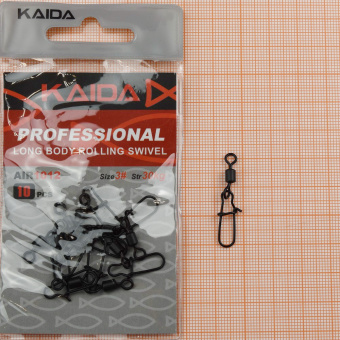 Карабин с вертлюжком KAIDA Rolling Swivel with Nice Snap (AIR1012), 30кг, 1012-03, уп 10шт. ⏩ Профессиональные консультации. ✈️ Оперативная доставка в любой регион. ✔️ Низкие цены. ➡️ Вы останетесь довольны! ✌️ Заказать:☎️ +375 29 662 27 73