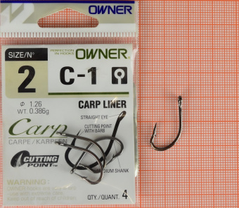 Крючки Owner C-1 (Carp Liner), #2,  ⏩ Профессиональные консультации. ✈️ Оперативная доставка в любой регион. ✔️ Низкие цены. ➡️ Вы останетесь довольны! ✌️ Заказать:☎️ +375 29 662 27 73
