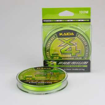 Шнур 4-х жильный KAIDA Premium X4 PE (Permanent Color), Салатовый+белый (5м+5м), X412-14 ⏩ Профессиональные консультации. ✈️ Оперативная доставка в любой регион. ✔️ Низкие цены. ➡️ Вы останетесь довольны! ✌️ Заказать:☎️ +375 29 662 27 73